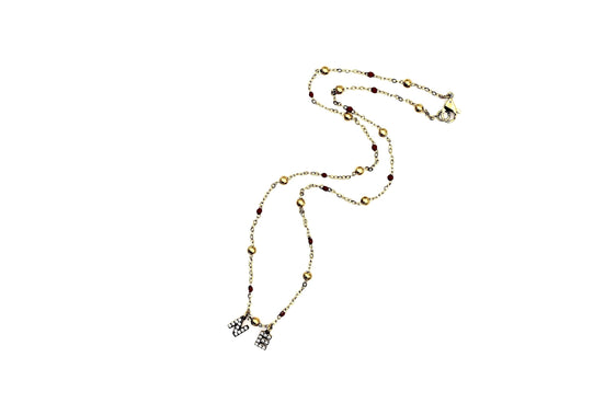 Gold Rhinestone NE Necklace