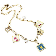 Gold Fruit Stamp Multi Charm Necklace