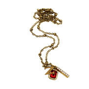 Gold N Rhinestone Charm Cluster Necklace
