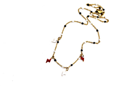 Red & White Lightning Necklace