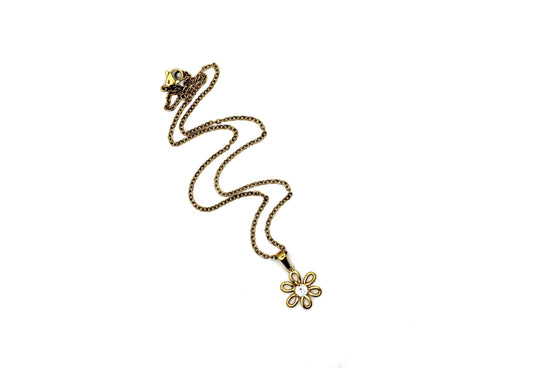 Gold Flower Rhinestone Necklace