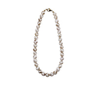 Tan & White Dyed Agate Bead Necklace