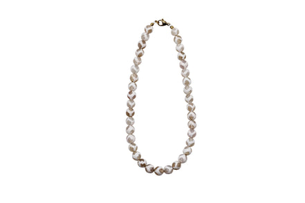 Tan & White Dyed Agate Bead Necklace