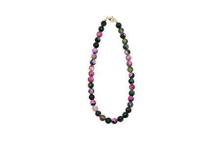 Pink & Green Dyed Agate Bead Necklace