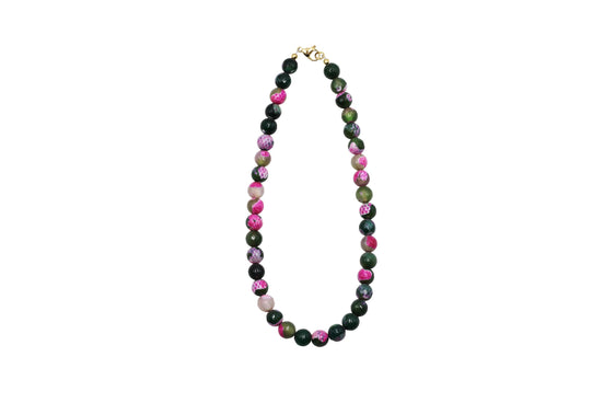 Pink & Green Dyed Agate Bead Necklace
