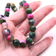 Pink & Green Dyed Agate Bead Necklace