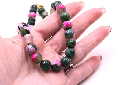 Pink & Green Dyed Agate Bead Necklace