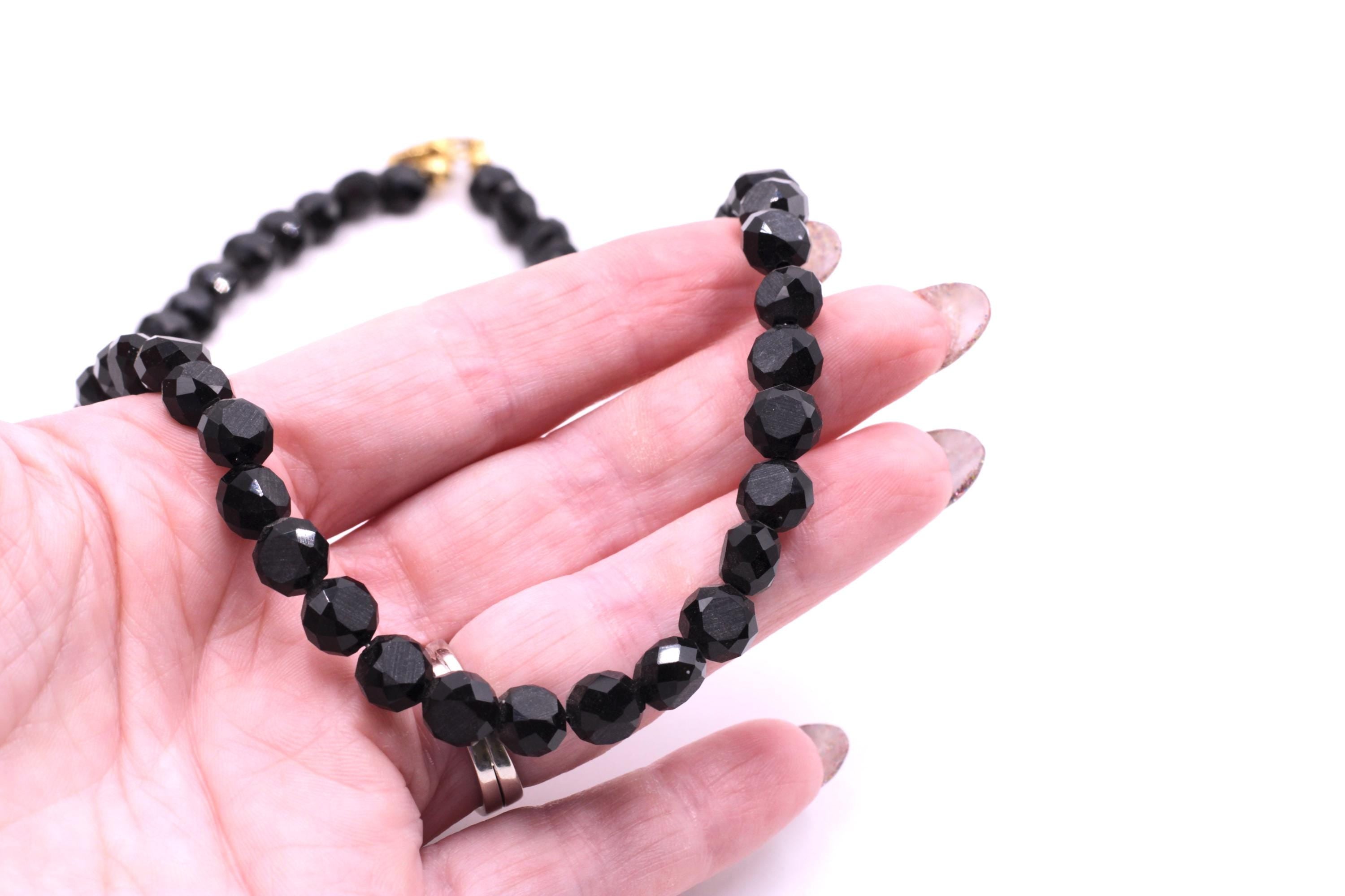 Black Faceted Bead Necklace