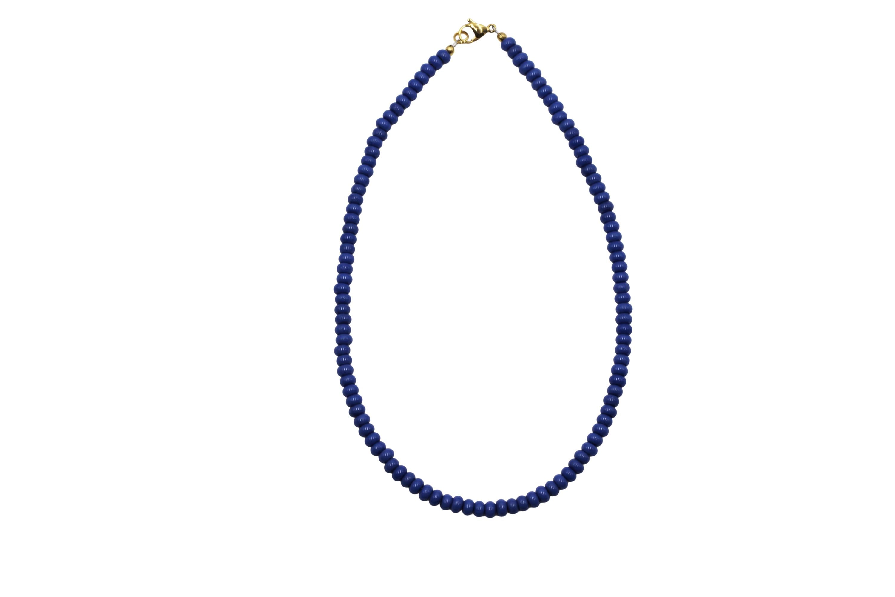 Blue Rondelle Bead Necklace