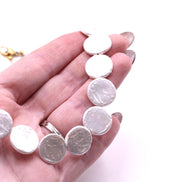 White Flat Shell Pearl Bead Necklace
