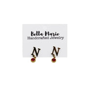 Gold N Red Rhinestone Earrings