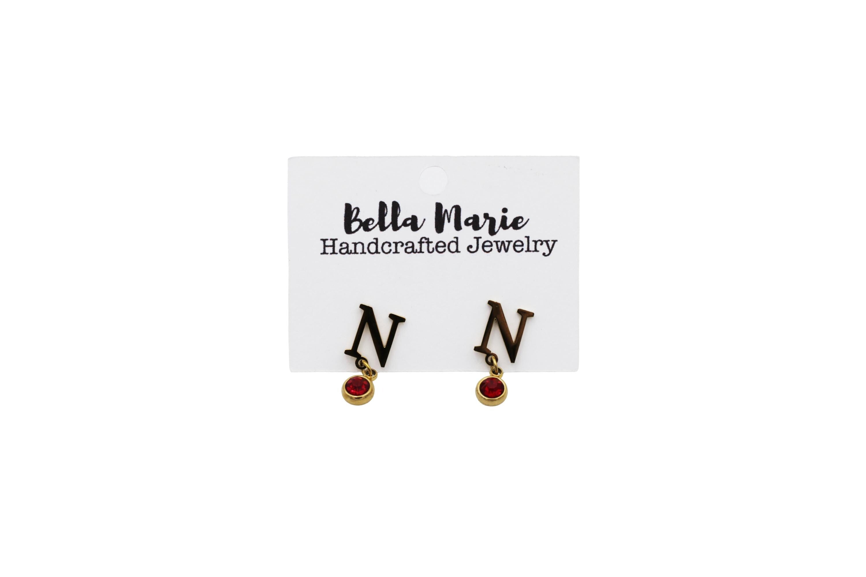 Gold N Red Rhinestone Earrings