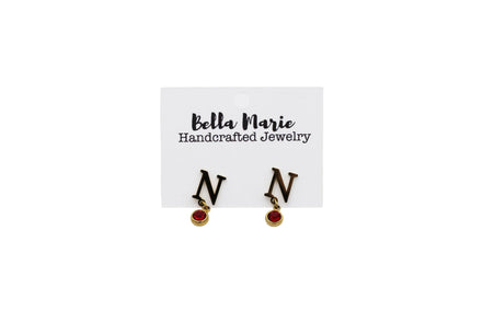 Gold N Red Rhinestone Earrings