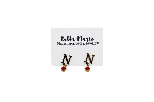 Gold N Red Rhinestone Earrings