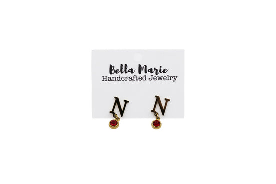 Gold N Red Rhinestone Earrings
