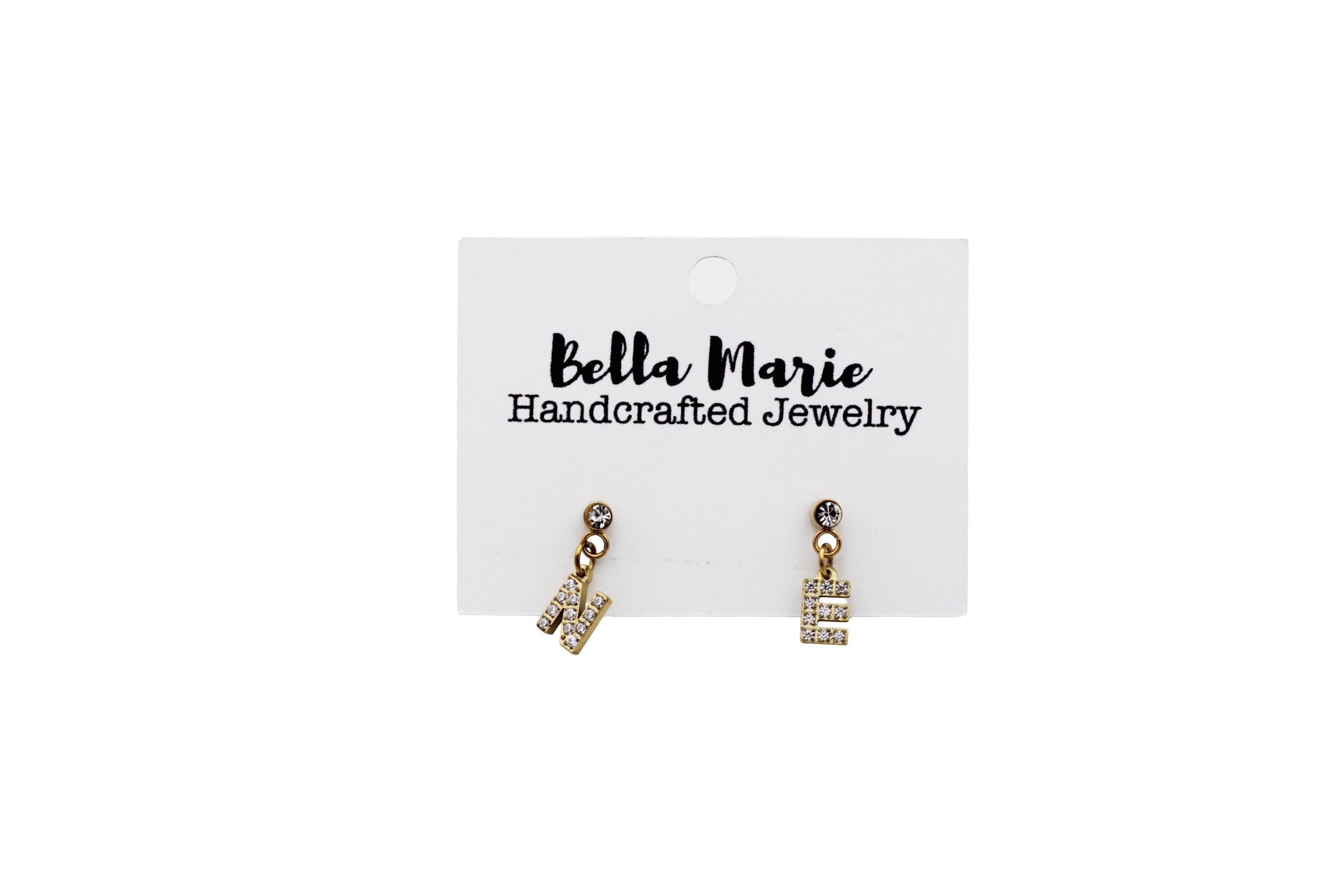 Gold Rhinestone NE Earrings