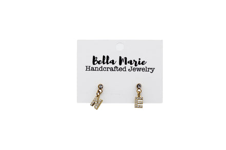 Gold Rhinestone NE Earrings