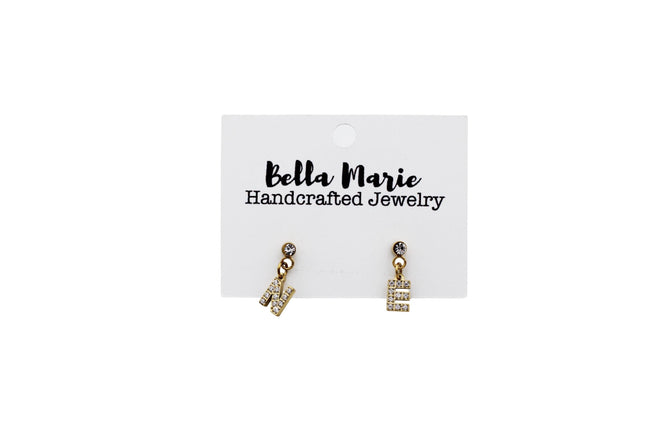 Gold Rhinestone NE Earrings