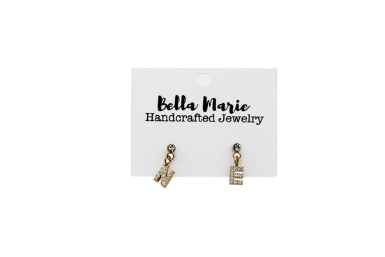Gold Rhinestone NE Earrings