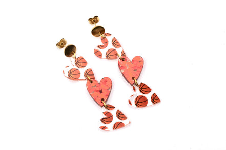Basketball Triple Heart Earrings