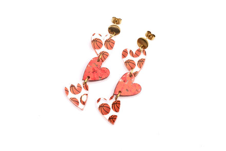 Basketball Triple Heart Earrings