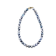 Blue & White Dyed Agate Bead Necklace