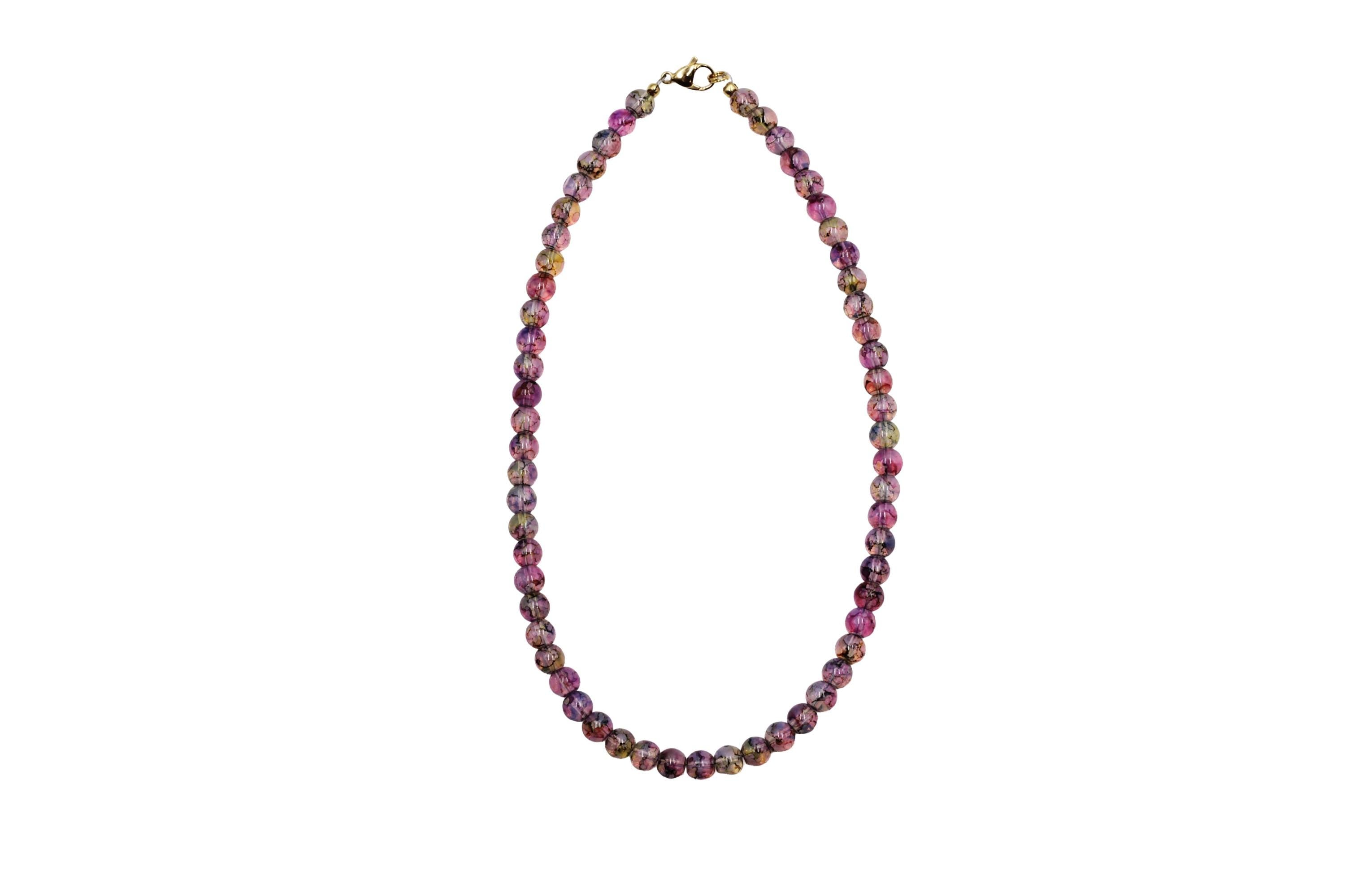 Purple Marbled Bead Necklace