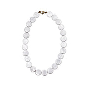 White Flat Shell Pearl Bead Necklace