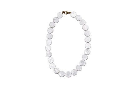 White Flat Shell Pearl Bead Necklace