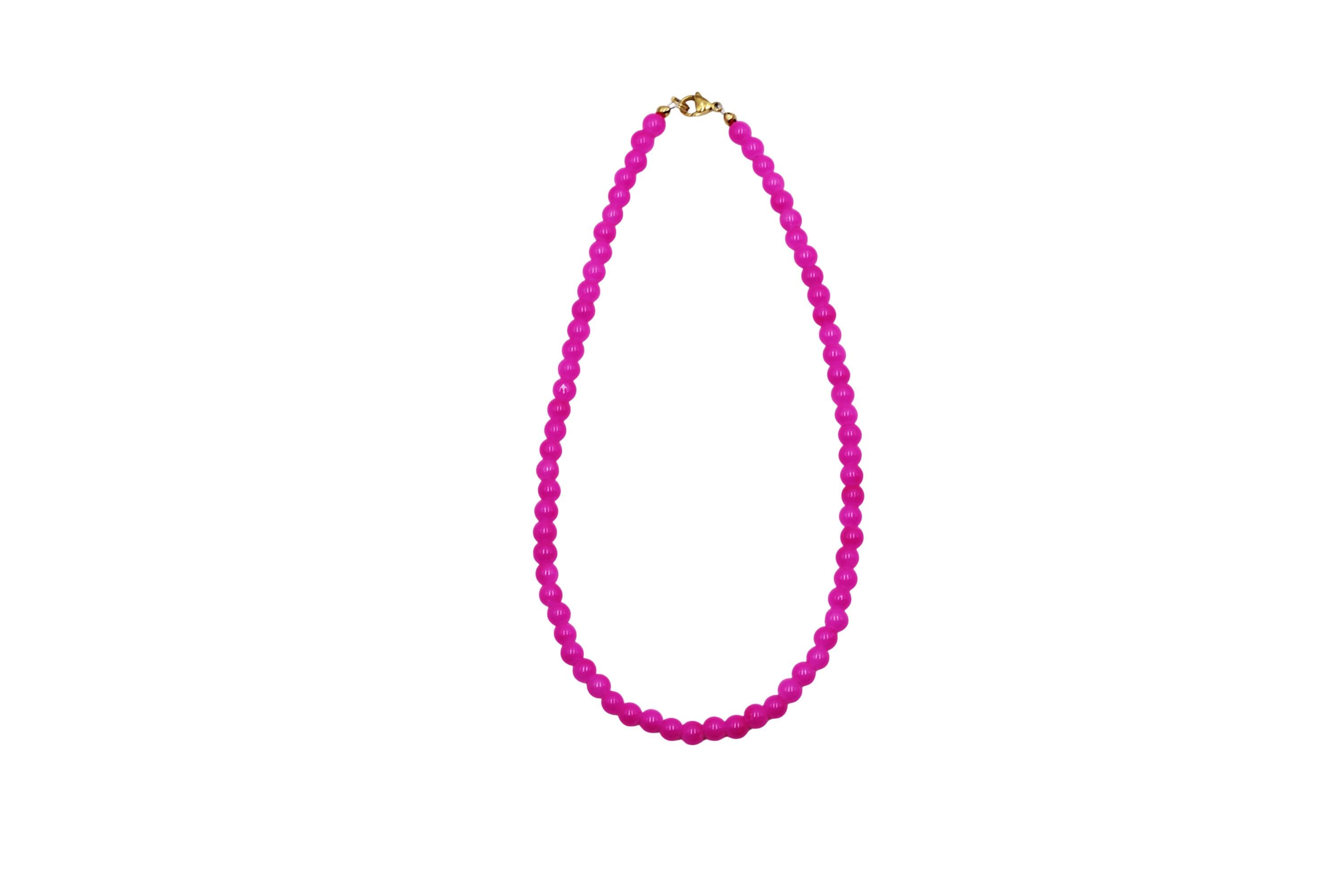 Bright Pink Beaded Necklace
