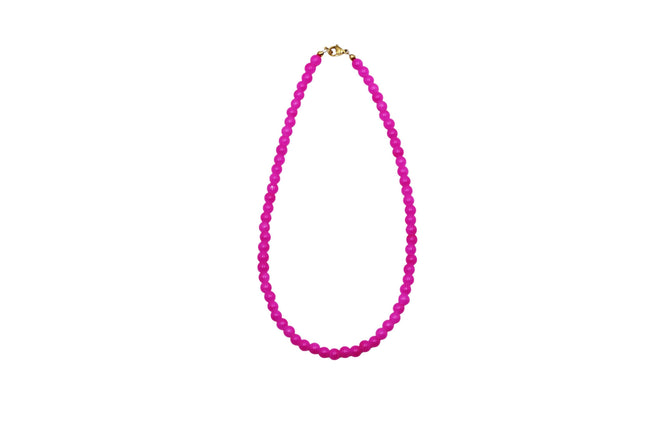 Bright Pink Beaded Necklace
