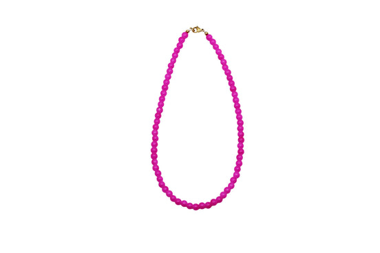 Bright Pink Beaded Necklace