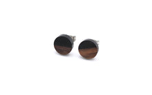 Load image into Gallery viewer, Black Resin &amp; Wood Stud Earrings
