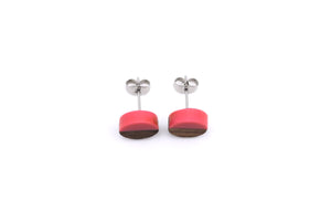 Hot Pink Resin & Wood Stud Earrings