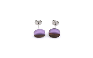 Lavender Resin & Wood Stud Earrings