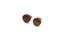 Load image into Gallery viewer, Red Resin &amp; Wood Stud Earrings
