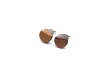 Load image into Gallery viewer, Transparent Smoke Resin &amp; Wood Stud Earrings
