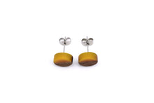 Load image into Gallery viewer, Transparent Yellow Resin &amp; Wood Stud Earrings
