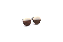 Load image into Gallery viewer, White Resin &amp; Wood Stud Earrings

