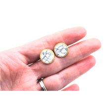 Load image into Gallery viewer, White Marble Gold Stainless Steel Stud Earrings
