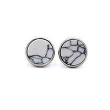 Load image into Gallery viewer, White Faux Marble Stud Earrings
