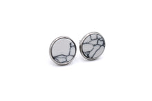 Load image into Gallery viewer, White Faux Marble Stud Earrings
