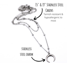 Load image into Gallery viewer, Silver Crescent Double Layer Necklace
