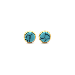 Turquoise Faux Marble Gold Stud Earrings
