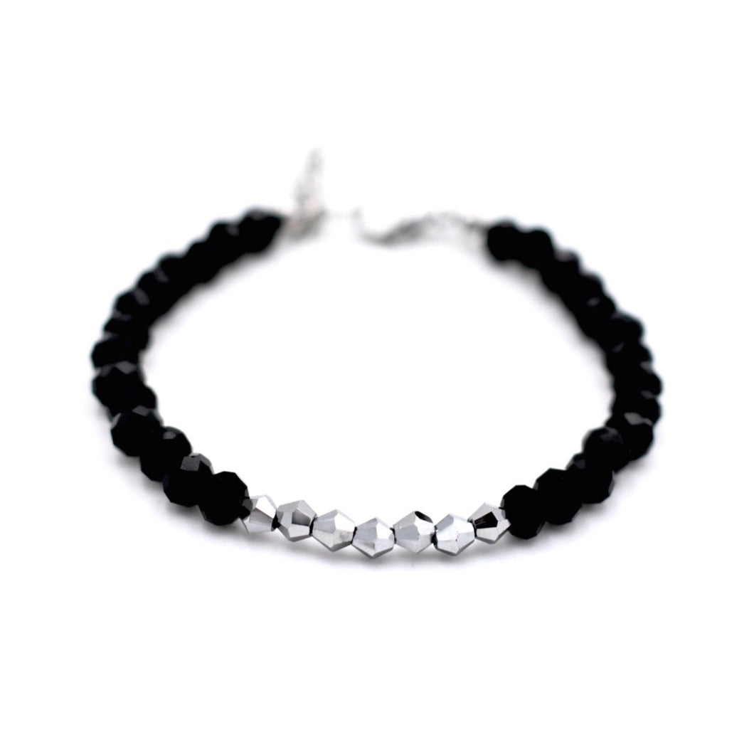 Black & Gunmetal Beaded Bracelet