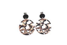Load image into Gallery viewer, Brown Leopard Acetate Circle Dangle Earrings
