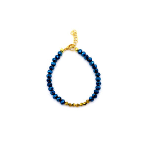 Cobalt Blue and Gold Beaded Bracelet