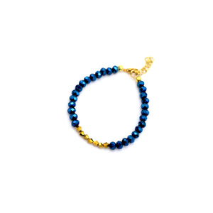 Cobalt Blue and Gold Beaded Bracelet