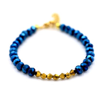 Load image into Gallery viewer, Cobalt Blue and Gold Beaded Bracelet
