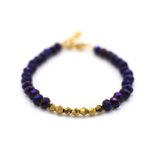 Load image into Gallery viewer, Purple &amp; Gold Beaded Bracelet
